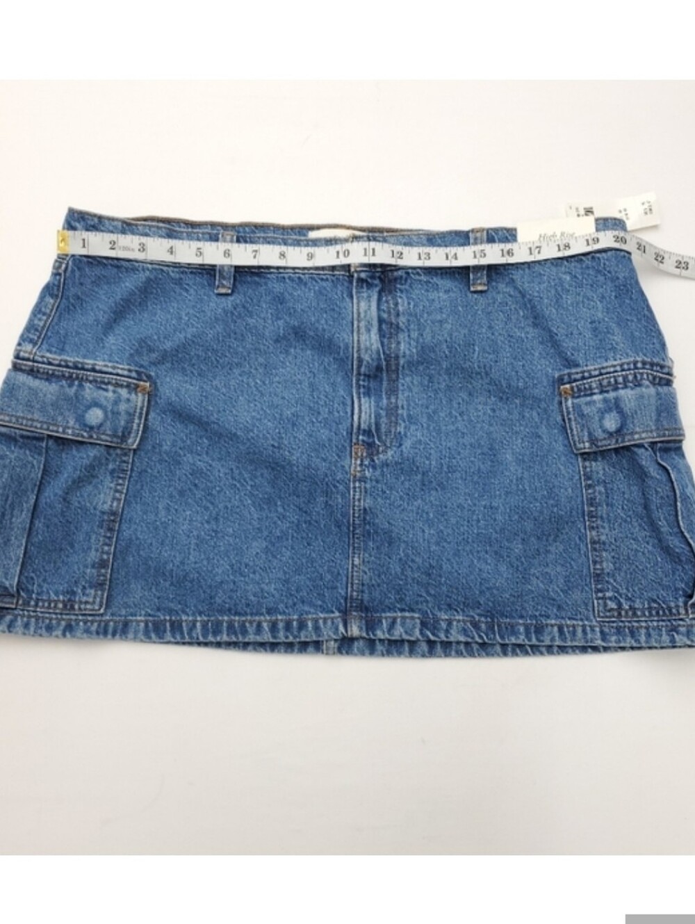 NEW Abercrombie & Fitch High Rise Denim Cargo Mini Skirt Size 34/18 - Picture 4 of 14